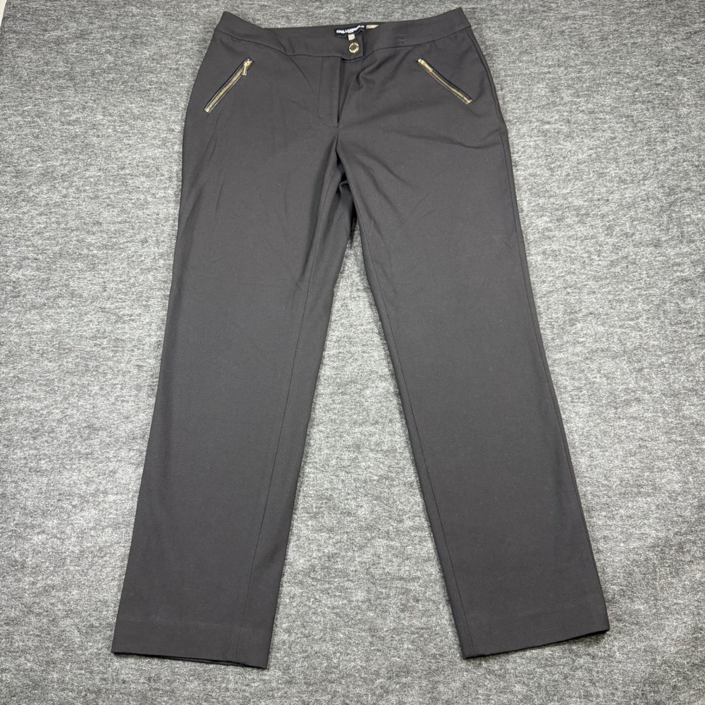 Karl Lagerfeld Paris Black Zipper Pocket Straight Leg Dress Pants Women's Size 8